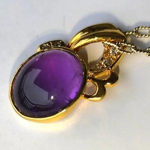 Gold Plated Sterling Silver Amethyst Pendant Necklace